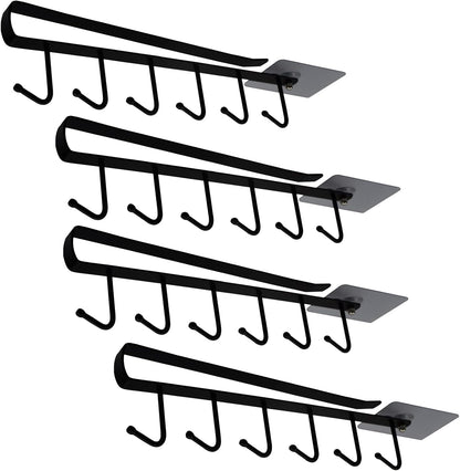 eywlwaar Mug Cups Cabinet Mug Hooks Kitchen Storage Hanging Hooks (4 Pack-Black)