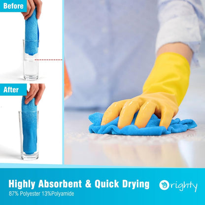 Orighty Cleaning Cloths Bulk, 200 Pack Shop Rags Reusable, Multi-Purpose Shop Towels for Cars, Microfiber Cleaning Rags for Automotive, Mechanic, Kitchen, Lint Free Towels 11.5’’ x 11.5’’, Blue