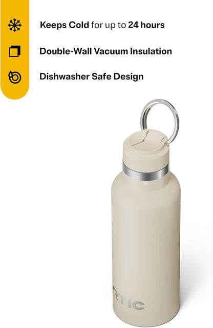 RTIC 16oz Journey Bottle Metal Stainless Steel Vacuum Insulated, BPA Free, Reusable, for Water, Hot and Cold Drinks, Travel, Sports, Camping, Beach