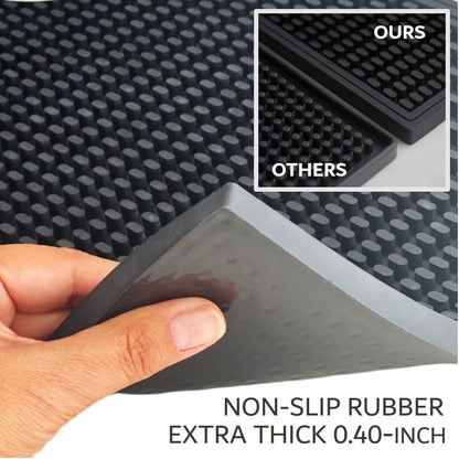 18x12 Rubber Bar Mats for Bartending. 0.4" Thick Coffee Bar Mat for Countertop. Durable & Flexible Black Kitchen Counter Bar Service Drying Mat