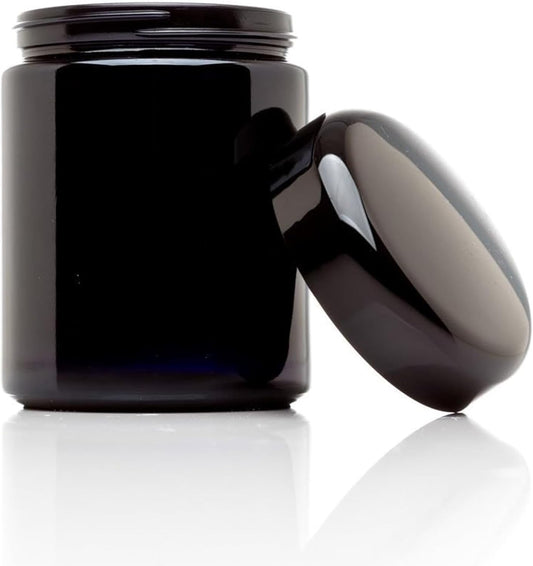 Infinity Jars Tall Black Large Ultraviolet Glass Jar 250 ml(8.3 fl oz) Airtight Smell Proof Container,Refillable Jar For Long Term Storage Oil,Coffee,Spices,Dried Goods,Tea,Glass Jar For Kitchen (5)
