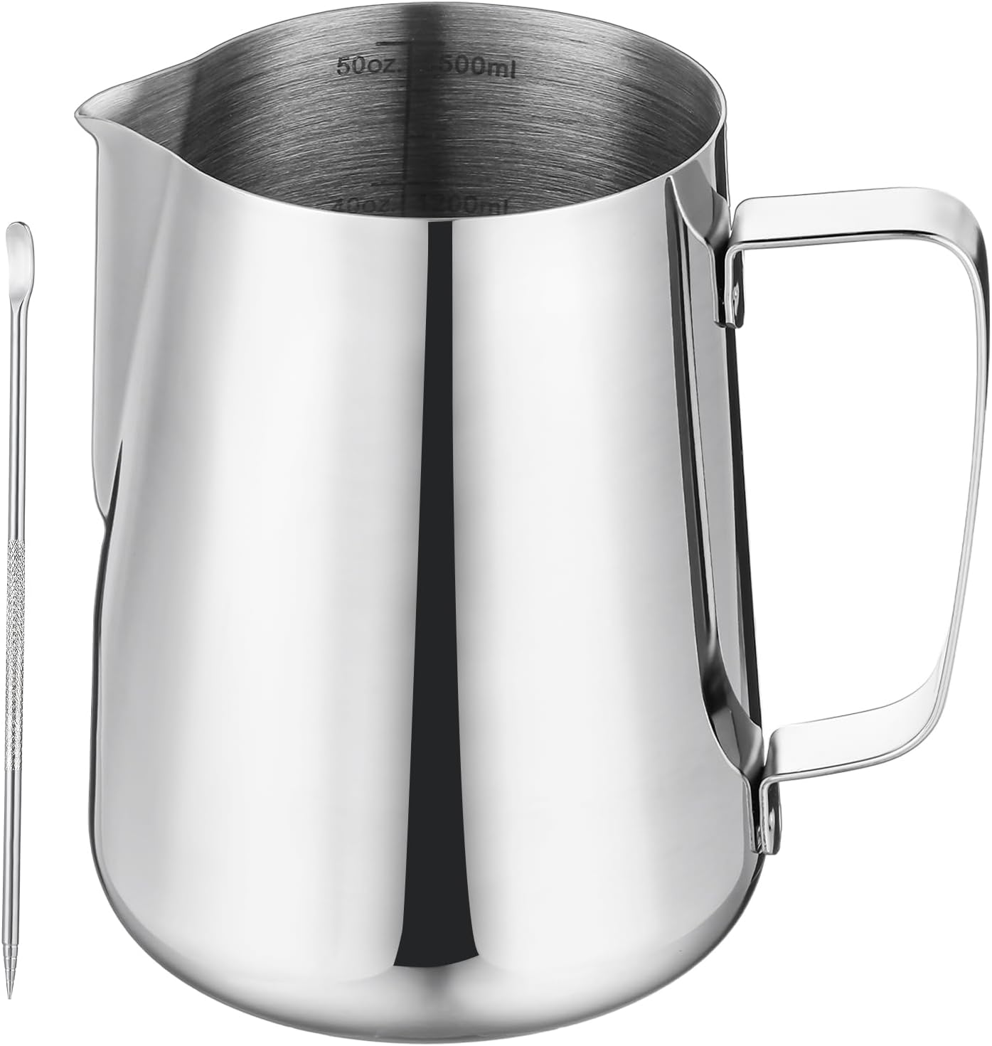 Milk Frothing Pitcher 50oz/1500ML- Espresso Steaming Pitcher Stainless Steel Milk Frothing Pitcher Cappuccino Latte Art Coffee Machine Accessories Milk Jug Milk Frother Cup