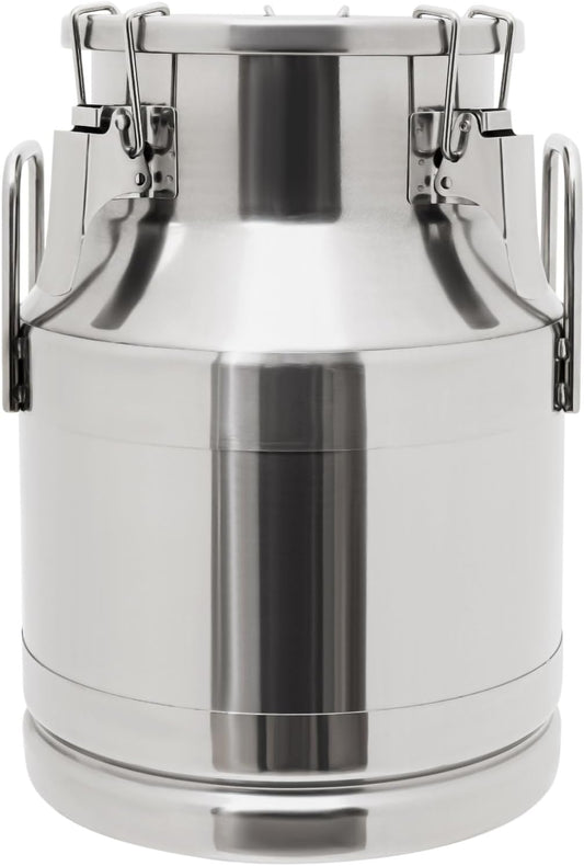 0.03 inchThickened Stainless Steel Milk Can Large Liquid Container Storage,Stainless Steel Milk Bucket With Sealing Lid and Carry Handle,for Wine, Oil Storage Transport (10L/ 2.6 Gal)