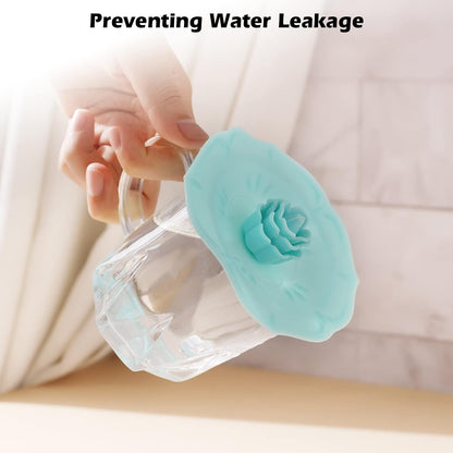 rose Silicone Cup Covers (Set of 4) ， Multicolored Silicone Lids for Mugs, Cups, Tea Pots,Flexible Mug Covers，Hot Cup Lids for Coffee & Tea