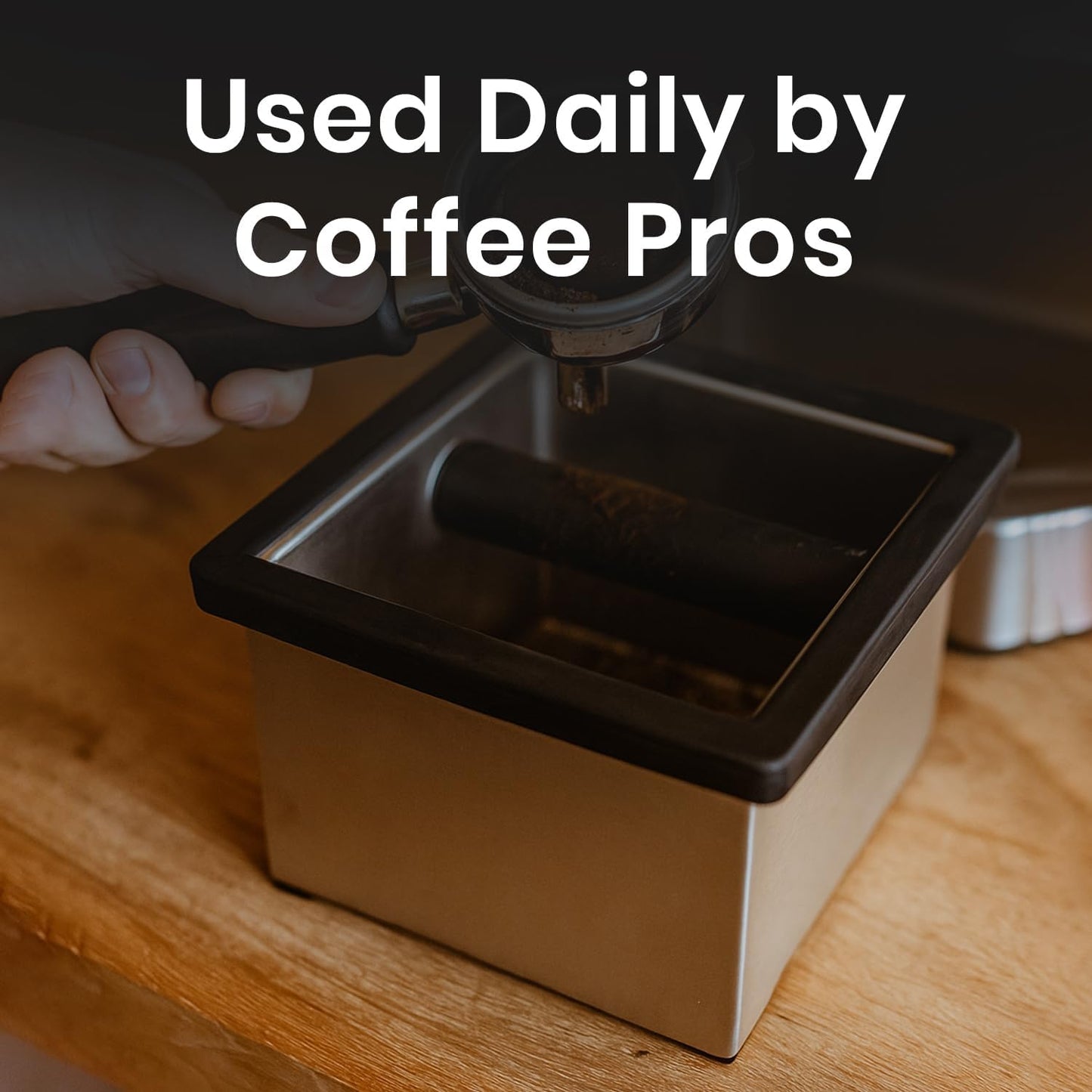 Rattleware Heavy-Duty Stainless Steel Knock Box Espresso Puck Disposal with Welded Bar Splash Guard, Ideal for Home, Cafe, Restaurant, Hotel, Coffee Bar, or Espresso Station (6" x 5.5" x 4")