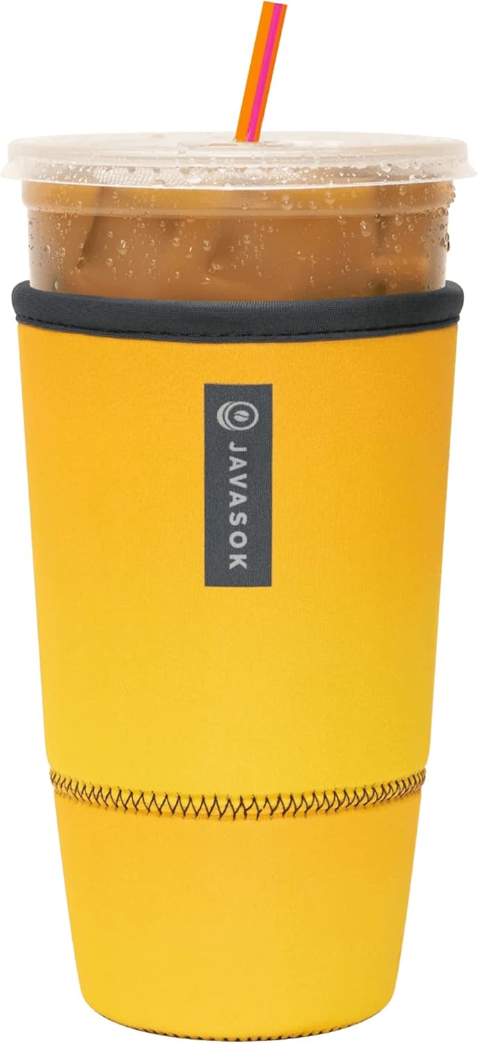 Sok It JavaSok Iced Coffee & Cold Soda Insulated Neoprene Cup Sleeve (Mango Ombre, XXLarge: 44-48oz)