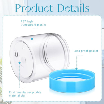 Patelai 4 Pieces Round Wide-mouth Leak Proof Plastic Container Jars with Lids for Travel Storage Makeup Beauty Products Face Creams Oils Salves Ointments DIY Making(6 Ounce,Blue)