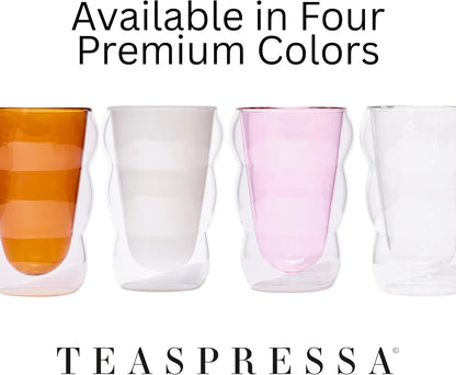 Glass Cloud cups 12 oz Double Wall Insulated Glass Cups - heat-resistant borosilicate glass -perfect for iced teas, lattes, and all your favorite sips (Amber)