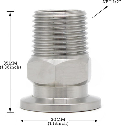 SS304 KF16 NPT Male Adaptor thread 1/2" NW16 KF Male coupling ISO-KF16 X NPT 1/2"