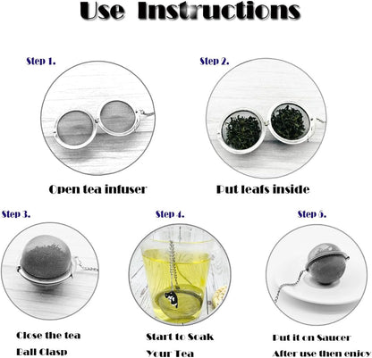 Cat Tea Infuser, 2 Pcs Cute Tea Diffuser Stainless Steel Mesh Loose Leaf Tea Infusers Tea Ball Strainers with Cat Pendants (Black&Orange Cats)