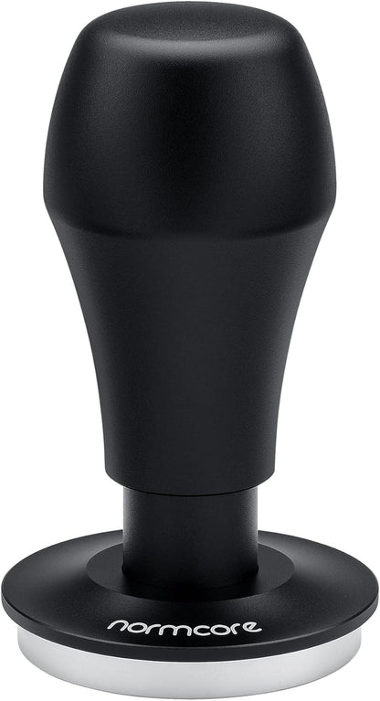 Normcore 51mm Coffee Tamper V4.1 with Click Sound Feedback, Spring Loaded Tamper Fit Delonghi Portafilter, 304 Stainless Steel Flat Base, Anodized Aluminum Handle with Silicone Stand, Black
