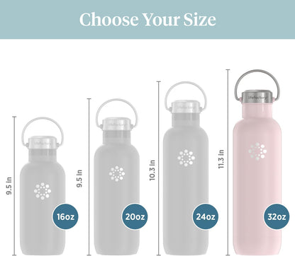 Lifefactory 32-Ounce Stainless Steel Vacuum-Insulated Sport Bottle, Desert Rose