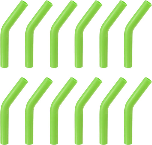 uxcell 12pcs Silicone Straw Tips, Silicone Straw Elbows Tip, Soft Reusable Metal Straw Covers Fit for 8mm/0.31" OD Stainless Steel Straws, Green