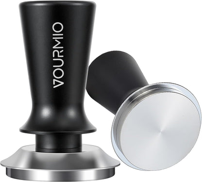 58mm Espresso Tamper - Spring-Loaded Coffee Tamper with Flat Stainless Steel Base, Compatible with Breville 58mm Portafilter Basket, Professional Barista Accessories, Black