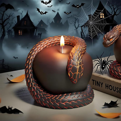 Gothic Snake and Apple Religious Art Candle Mold – 3D Silicone Resin Mold for Epoxy Casting, Aromatherapy Wax, Halloween Gothic Decor, Serpent Apple Sculpture Candle Making Mold