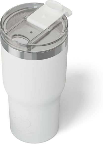 RTIC 20oz Essential Tumbler with Lid, Insulated, Stainless Steel, Metal, Double Wall Vacuum-Insulation, Ceramic Lined, Travel Cup for Iced Coffee, Tea, Hot and Cold Drink, White