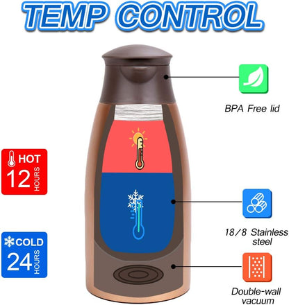 68oz Thermal Coffee Carafe, Stainless Steel Coffee Carafes for Keeping Hot, Airpot Insulated Tea Pot Dispenser for Hot Water, Tea, Hot Beverage - Keep 12 Hours Hot, 24 Hours Cold, Cold