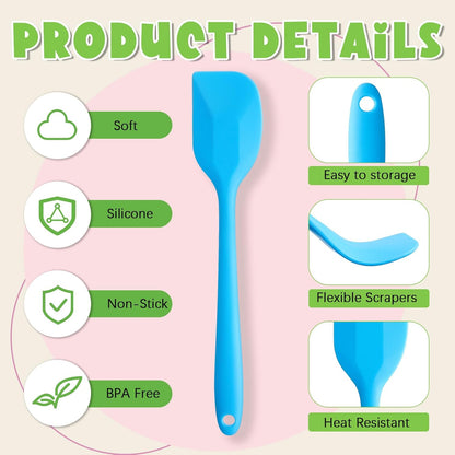 Hsei 54 Pieces Silicone Spatulas 8.1 Inch Rubber Spatula Heat Resistant Non Stick Flexible Cooking Scraper Baking Mixing Tool with Stainless Steel Inside for Kitchen Cookware Dishwasher Safe, 9 Colors