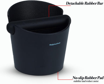 Coffee Knock Box for Coffee, ABS Coffee Grind Knock Box, Shock-Absorbent Durable Coffee Espresso Knock Box Dump Bin Grind Waste Removable Detachable Knock Bar and Non-Slip Base (Black)
