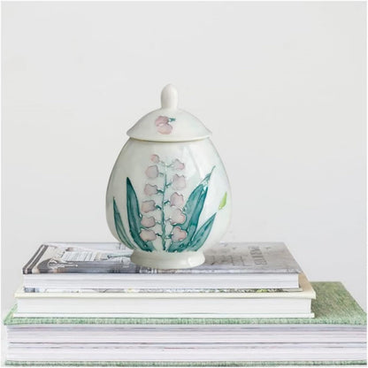 flowers Small Ginger Jar - 4 inches white decorative Ceramic Ginger jars with Lid， chinoiserie gift small jars for Home decor/jewelry/Tea/coffee beans/Storage