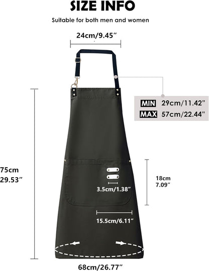 Lisianthus 2 Pack Adjustable Bib Aprons for Women with Pockets, Men's Kitchen Cooking Apron