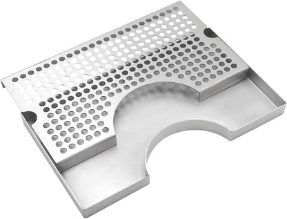 Kegerator Beer Drip Trays, Stainless Steel Keg Drip Tray with Non-Slip Rubber Pad, Premium Metal Beer Tower Drip Pan for Home Bar Mini Fridge without Drain