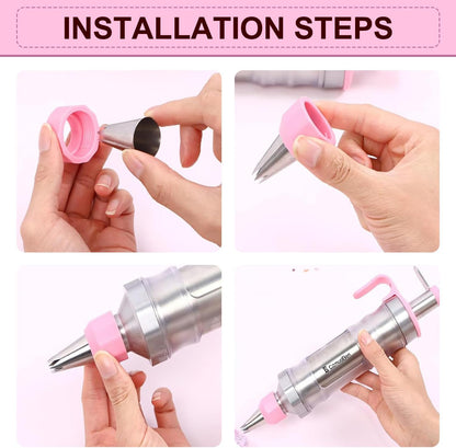 Dessert Decorating Syringe Set, Frosting Piping Kit icing piping kit Food Grade Stainless Steels (6 pro piping tips shooters 50 disposable piping bags) For Baking, Decorating Cupcake, Deviled Eggs