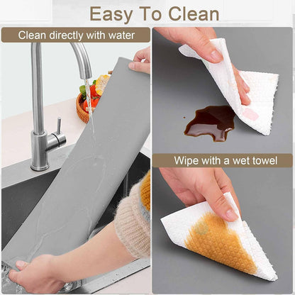 47.2"x23.6"(120cmx60cm) Large Silicone Mat for Kitchen Counter, Non-Slip Heat Resistant Countertop Protector, Waterproof Multipurpose Mat for Kitchen Island, Light Brown