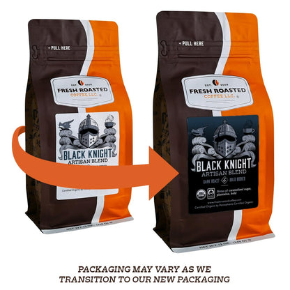 Fresh Roasted Coffee, Organic Black Knight | USDA Organic, Kosher | Dark Roast 5 lb (80 oz) Ground