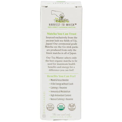 Matcha Green Tea Powder Single Serving Sticks, Dr. Weil's Ceremonial Organic Matcha Powder Singles Packets - Individual Tea Packets (6)