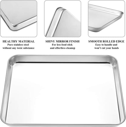 Baking Sheet with Cooling Rack Set [2 Sheets + 2 Racks], Deedro Stainless Steel Cookie Half Sheets Baking Pan Oven Tray with Rack, 12 x 10 x 1 Inch, Heavy Duty, Non-toxic, Dishwasher Safe
