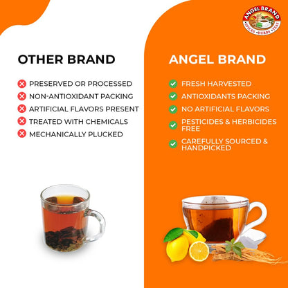 Angel Brand Green Tea with Ginseng Tea Bags 25 – Pack of 3 – Energizing & Antioxidant-Rich Herbal Blend & Ginseng Root - Balanced Flavor & Rich Nutrients With Health Benefits