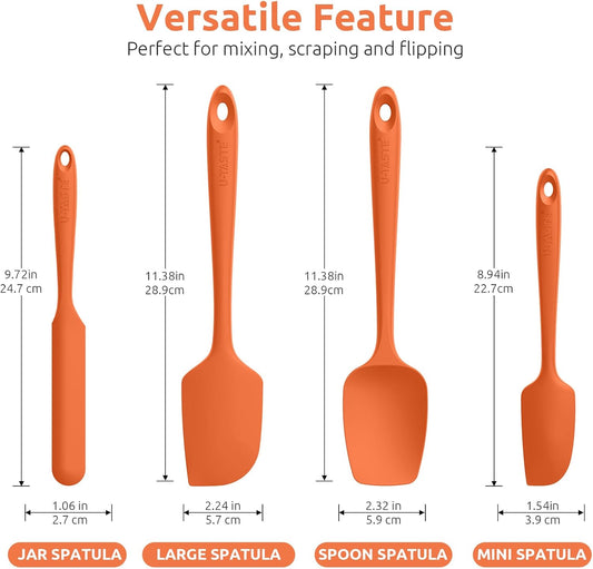 U-Taste Silicone Spatula Set with 600 Degrees Fahrenheit Heat Resistant (Orange)