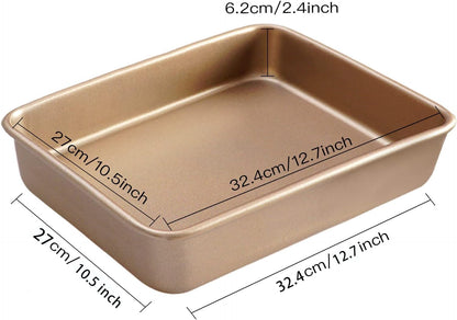2 Pack Baking Sheet Pans, Deep Size Baking Pan Nonstick Cookie Sheet Brownie Cake Pan Bread Pan Toaster Oven Tray Bakeware, 12.7x10.6x2.4 Inches, Easy Clean & Food Safe (12.7 x 10.6 x 2.4)