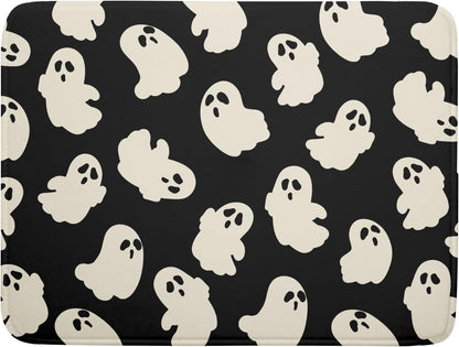 Halloween Ghost Dish Drying Mat 16X18 Inch Spooky Halloween Drying Mat for Kitchen Counter Black White Absorbent Microfiber Reversible Dishes Pad Dish Drainer Mat for Halloween Kitchen Accessories