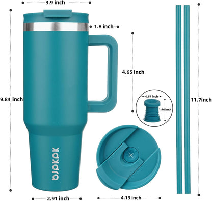 BJPKPK Insulated Tumblers With Handle And Straw 40 oz Stainless Steel Tumbler Cups With Lid,Laguna