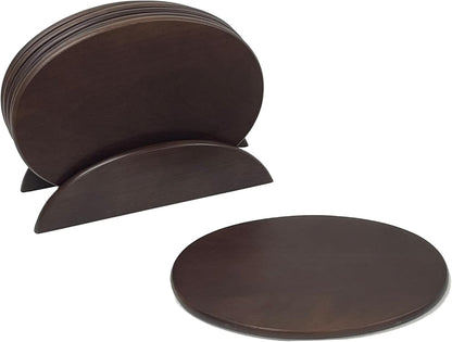 Woodard & Charles 6 Piece Wood Boards with Stand, Perfect for Serving, Sushi, Cheese, Hors D'Oeuvre, Charcuterie, Sandwiches, 7 Piece Set, 9 1/2" x 6 1/2" (Walnut)