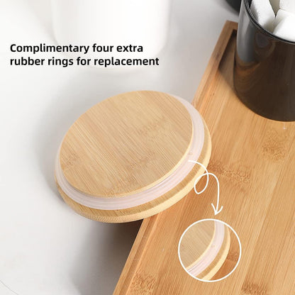 Sweejar Kitchen Canisters Ceramic Food Storage Jar Set, Stackable Containers with Airtight Seal Bamboo Lid for Serving Ground Coffee, Tea,Grains, Herbs,Sugar, Salt and More - Pack of 4（Gray）