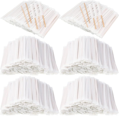 2000 Pcs Individually Wrapped Wooden Coffee Stirrers, Disposable Coffee Stir Sticks Round End Sticks Bulk Wood Stirrers for Cocktail Hot Drinks Restaurant Bar Home Office (7 Inch)