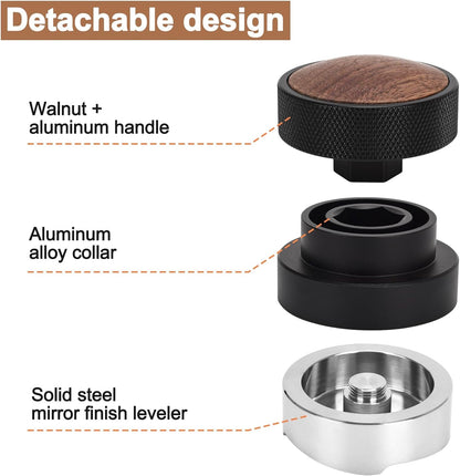 51mm Coffee Distributor and Tamper, Dual Head Espresso Tool with Adjustable Depth - Professional Coffee Leveler and Hand Tamper for 51mm Portafilters, Barista-Grade Espresso Accessory (51mm)