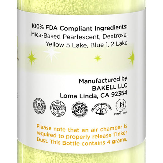 Bakell - Neon Green Tinker Dust (4g, 1x Mini Spray Pump) Edible Glitter for Food, Desserts, and Beverages!