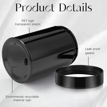 Patelai 4 Pieces Round Wide-mouth Leak Proof Plastic Container Jars with Lids for Travel Storage Makeup Beauty Products Face Creams Oils Salves Ointments DIY Making(10 Ounce,Pure Black)