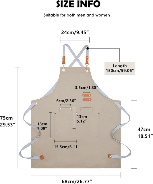 Lisianthus 2 Pack Adjustable Bib Aprons for Women with Pockets, Men's Kitchen Cooking Apron