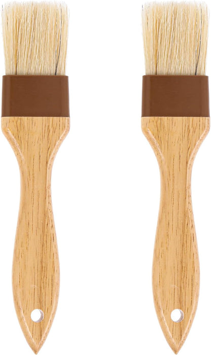 2Pcs Basting Brushes, Pastry Brush for Cooking and Baking, Natural Boar Bristle Food Brushes for Oil and Sauce, Butter & Egg Wash Brush Kitchen Gadgets with Beech Hardwood Handles