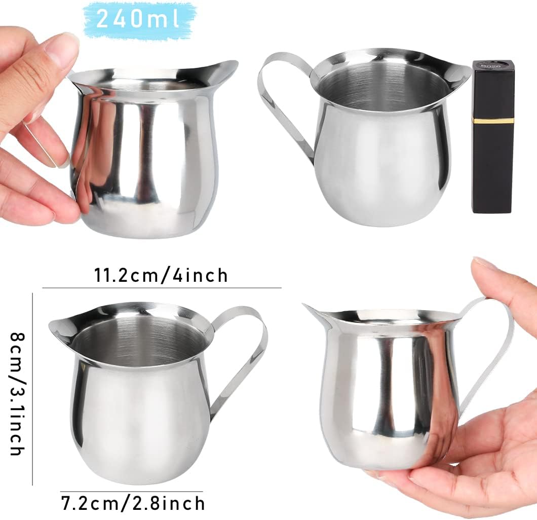 Rolin Roly 240ML Milk Frothing Pitcher Stainless Steel Small Bell-Shaped Creamer Coffee Jug for Barista Cappuccino Espresso Cups Latte Art Pitcher