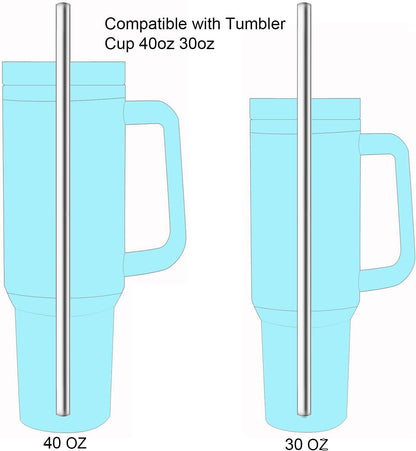 dcieiosul Set of 4 Reusable Metal Straws, Long Stainless Steel Straw with Cleaning Brushes and Case, Drinking for 40 oz and 30 oz Tumblers