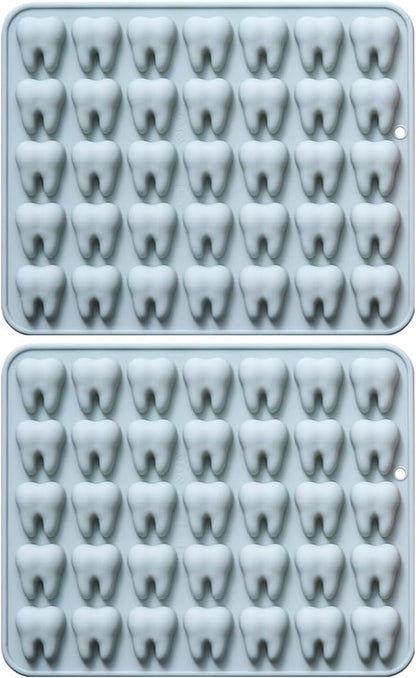 Unique Tooth Shape Candy, Chocolate Silicone Molds Set, 70 Cavity, Non Stick Mold for Gummy, Cupcake Topper, Snack, Biscuit, Handmade Diy, 2 Count, Blue