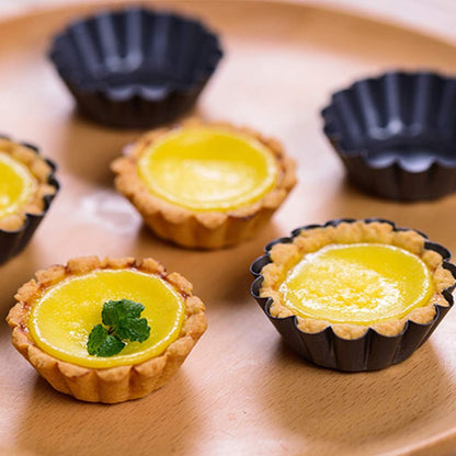12 Packs Egg Tart Mold, Size 2.6 x 0.9inch, Cupcake Cake Muffin Mold Tin Pan Baking Tool, Carbon Steel