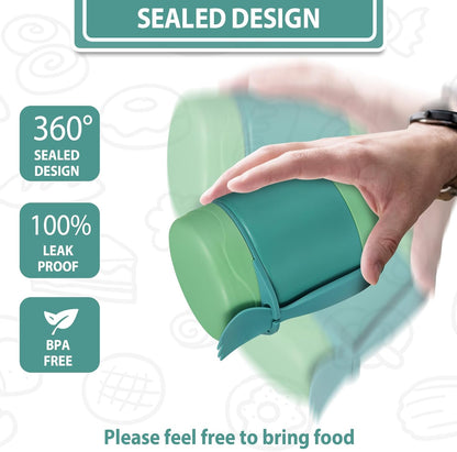 10oz Soup Thermo for Hot Food Kids,Lunch Thermo Kids Food Jar with Spoon Hot Insulated Food Containers,Leak Proof Stainless Steel Wide Mouth Lunch Food Thermo Jar for School(Green)