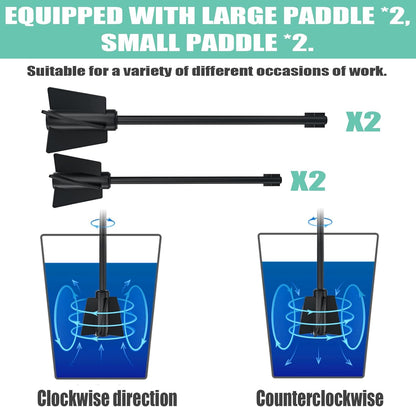 Upgraded Resin Mixer, Handheld Rechargeable Mixer with Minimizing Bubbles,Epoxy Resin Mixer for Resin, Silicone Mixing, Resin Molds, DIY Crafts (Included 4 pcs Paddles) (Black)